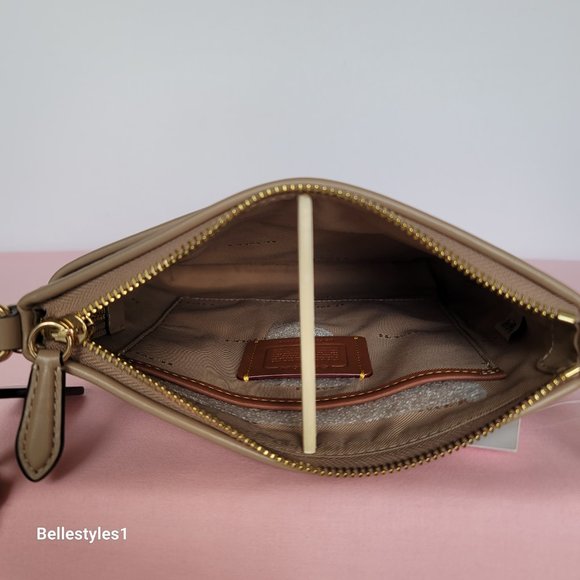 COACH Kitt Badge Jacquard & Smooth Leather Crossbody- Chalk Taupe ⭐ - Picture 13 of 15